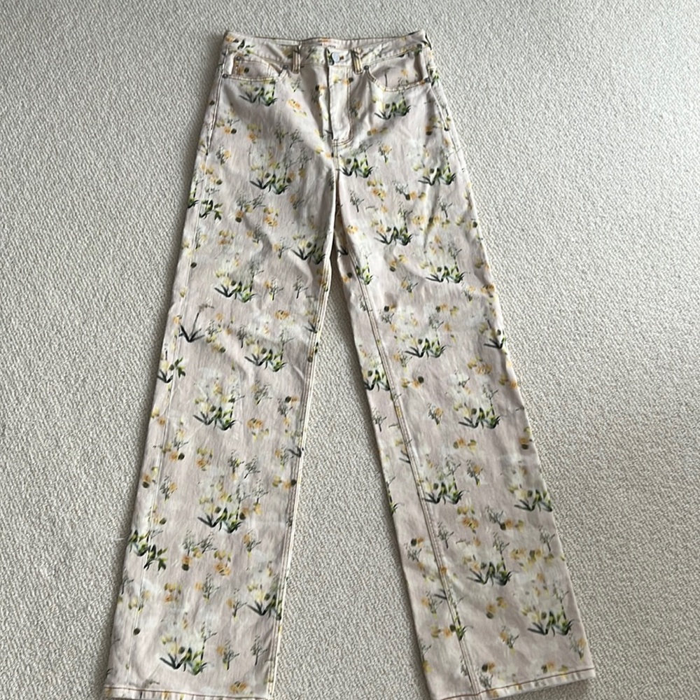 Rebecca Taylor printed wide leg jeans size 26